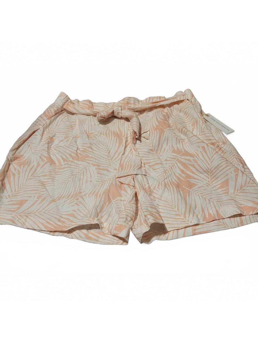 Land N Sea Palm Story pale pink Linen Shorts Size XL